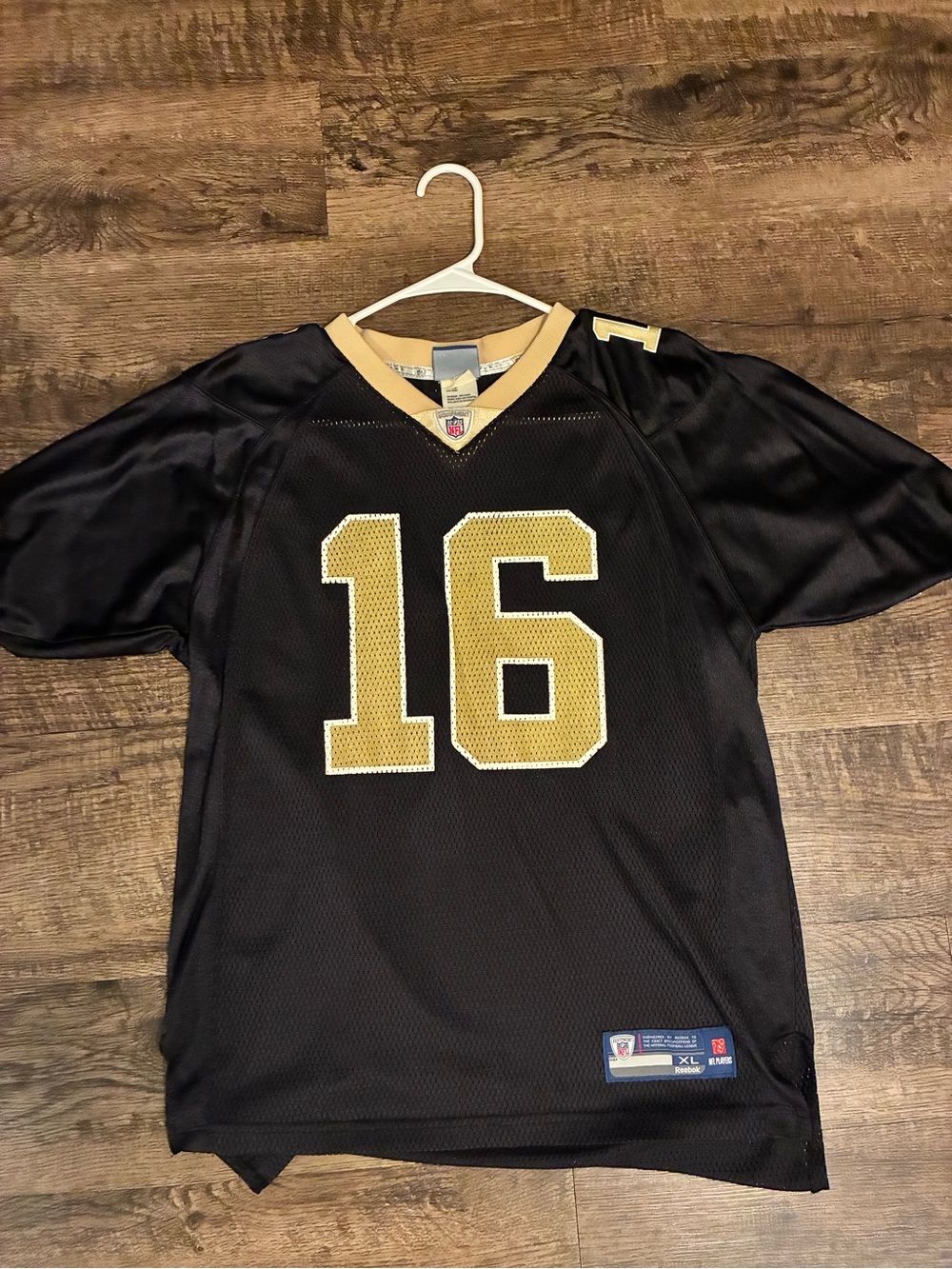 Reebok Black and Gold Kids Football Jersey #16 Lance Moore (saints SB legend) ⚜️